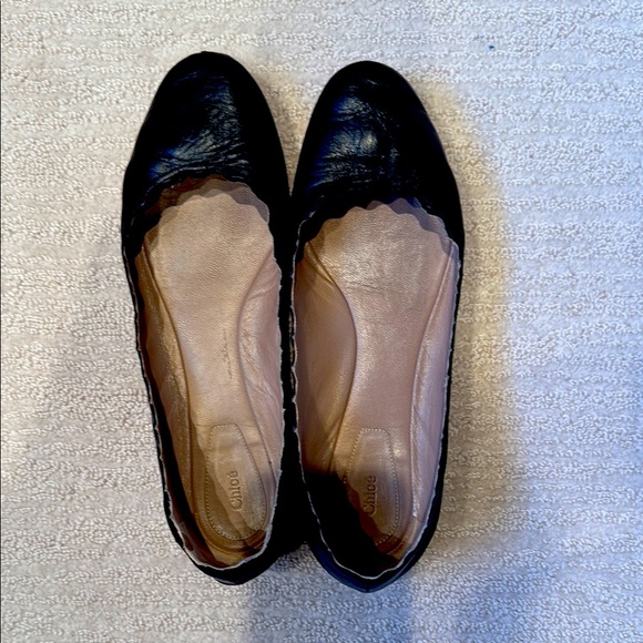 Chloe Black Leather Ballet Flats - Picture 1 of 5